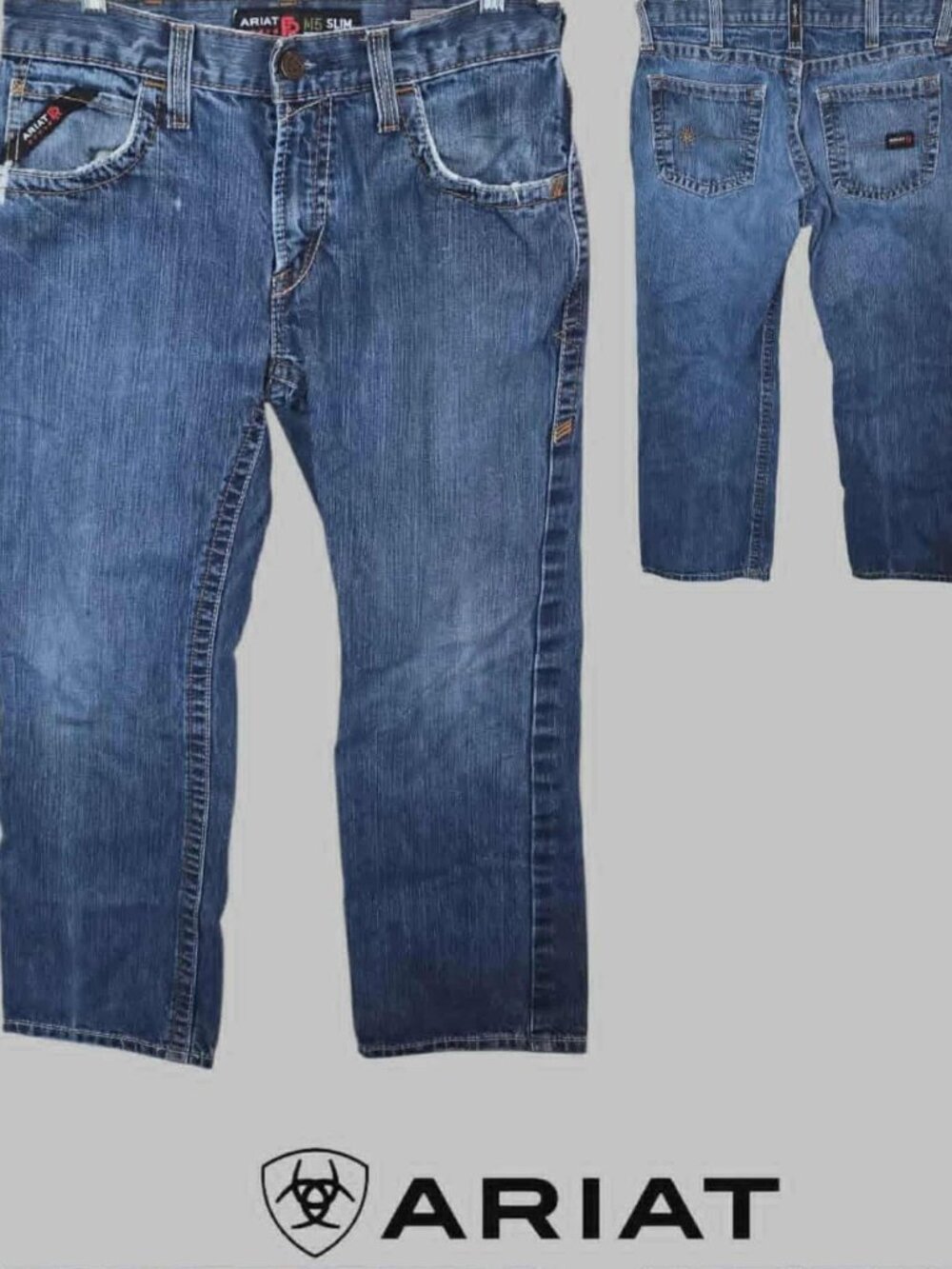 ARIAT CAT 2 2112 FR M5 Slim Straight Denim Work Casual Jeans Mens 30 X30